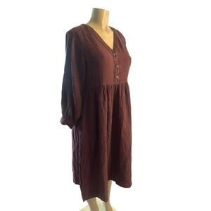 Women 00 Madewell Lightspun Button-Front Midi Dress Dark Fig Purple Gauzy Cotton